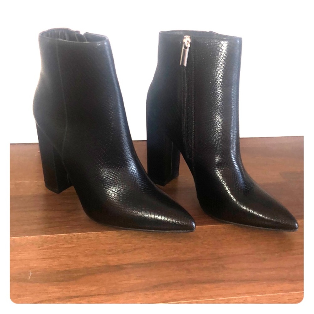 Brand new black snakeskin booties!